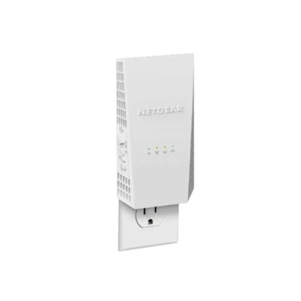 NETGEAR EX6250 AC1750 Dual Band WiFi Mesh Range Extender in white, wall-plug design for home connectivity