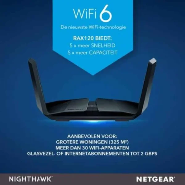 Netgear Nighthawk AX6000 12 Stream Wi-Fi 6 Router, RAX120-100EUS - Image 4