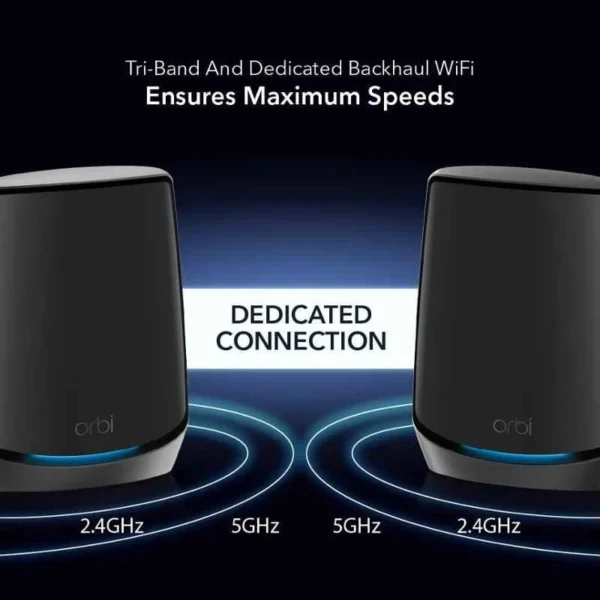 NETGEAR Orbi 860 3 Pcs 6Gbps Black Tri-Band WiFi 6 Mesh System Set with 10GB Port, RBK863SB - Image 6