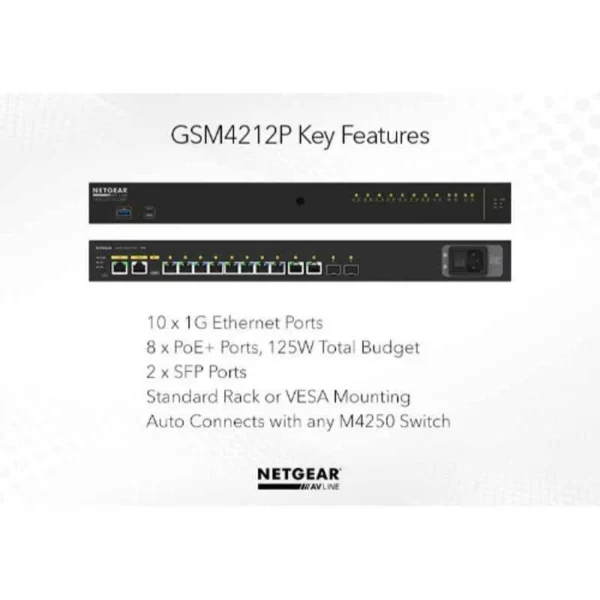 Netgear M4250-10G2F-PoE+ 12 Ports 24 Gbps AV Line Managed Switch, GSM4212P - Image 6