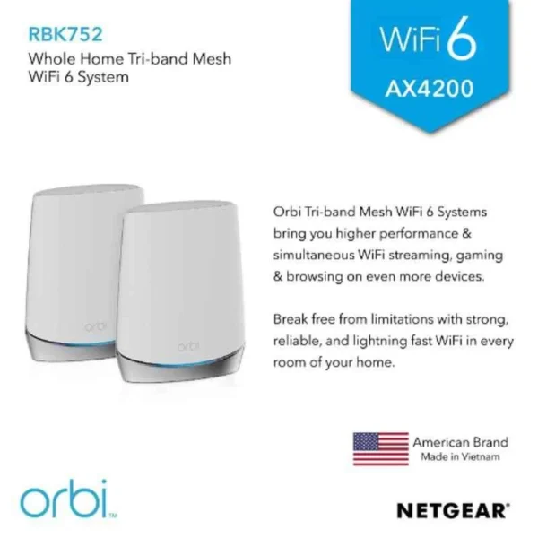 Netgear RBK752-100EUS AX4200 4.2Gbps Tri-Band Wi-Fi 6 System with 1 Satellite Extender - Image 4