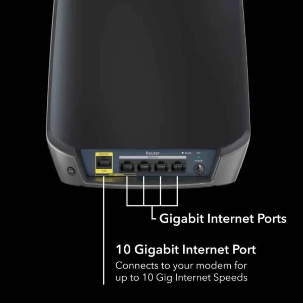 NETGEAR Orbi 860 3 Pcs 6Gbps Black Tri-Band WiFi 6 Mesh System Set with 10GB Port, RBK863SB - Image 4