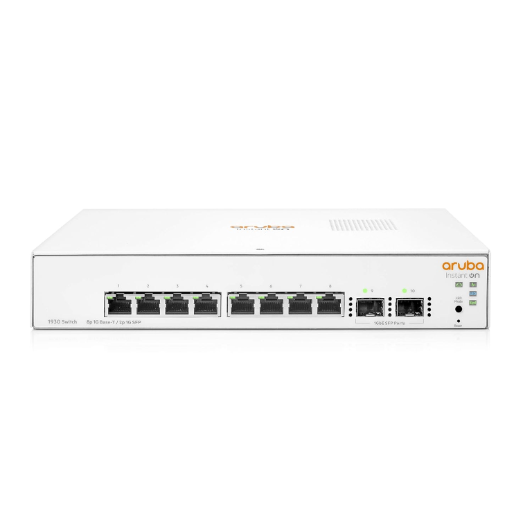 Aruba Instant On 1930 10-Port Gigabit Ethernet Smart Switch with 8 GE and 2 SFP ports for small business networking