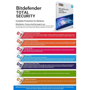 Bitdefender |1 User |3 Years | Total Security | Windows Latest Version | Single Activation Code | Email Delivery |