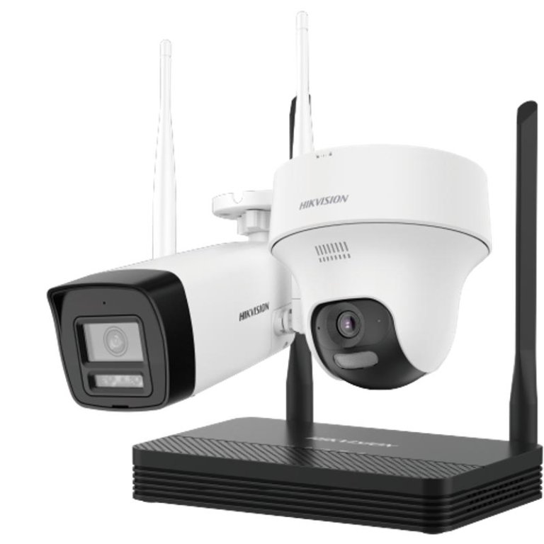 Hikvision EasyLink Wi-Fi Kit: wireless security for homes and businesses with Wi-Fi 6, 4 MP cameras, 30m Smart Hybrid Light, two-way audio, IP66/IP67 weatherproofing, and Hik-Connect app setup