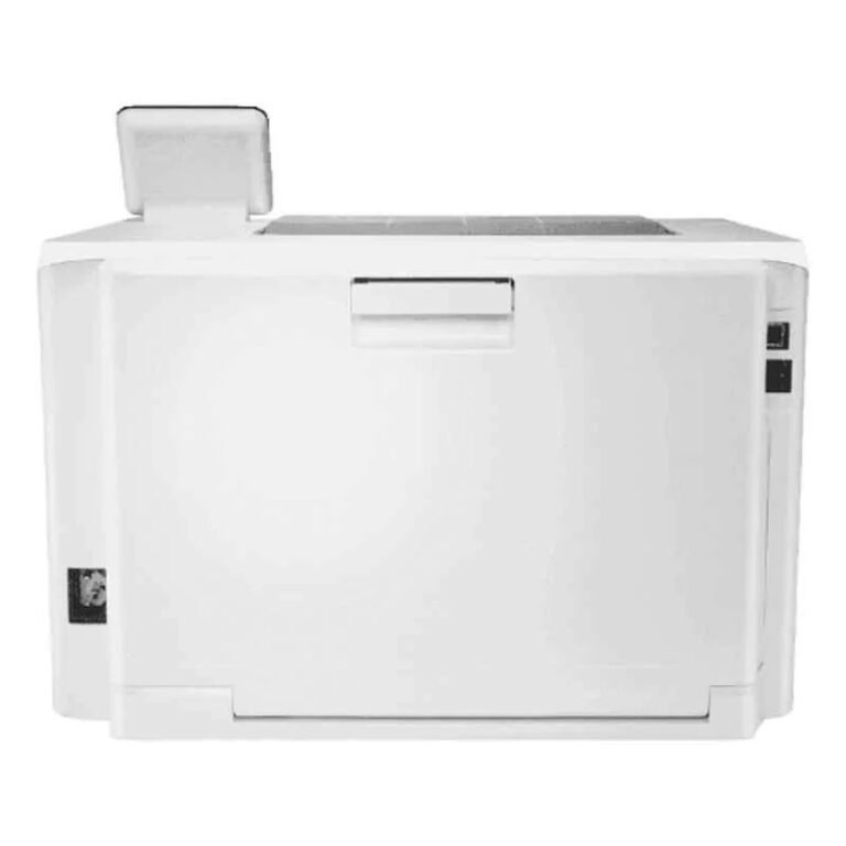 HP M255dw Color LaserJet Pro wireless color laser printer on a desk, showcasing vibrant prints and mobile printing capabilities.