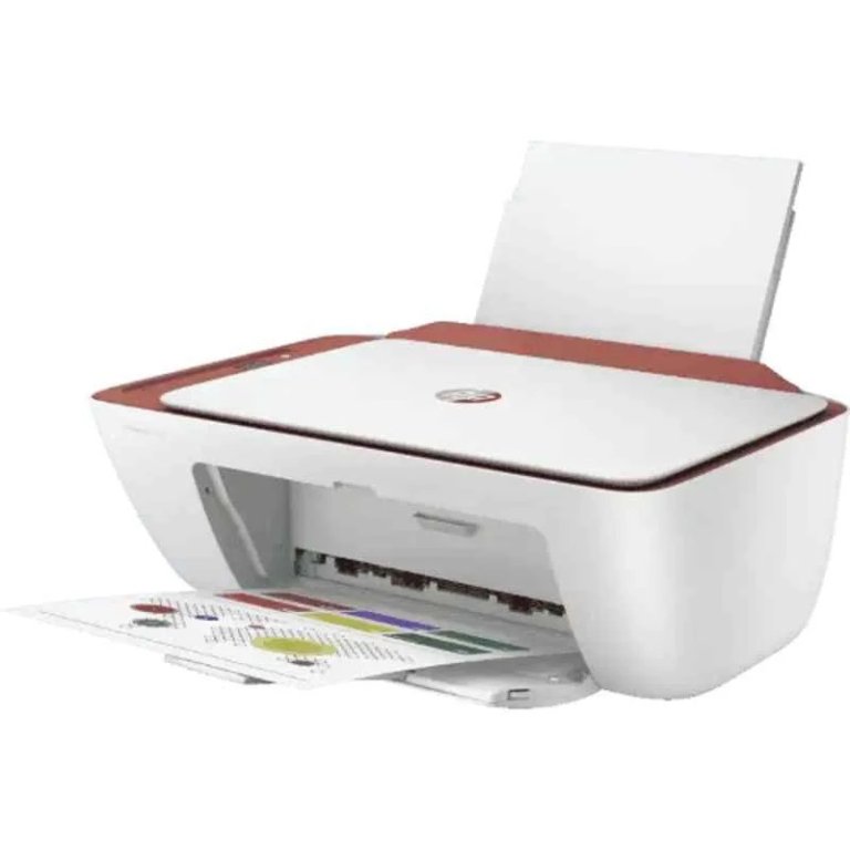HP DeskJet 2729 All-in-One Wireless Inkjet Printer in white terracotta, printing vibrant documents and photos for home use.