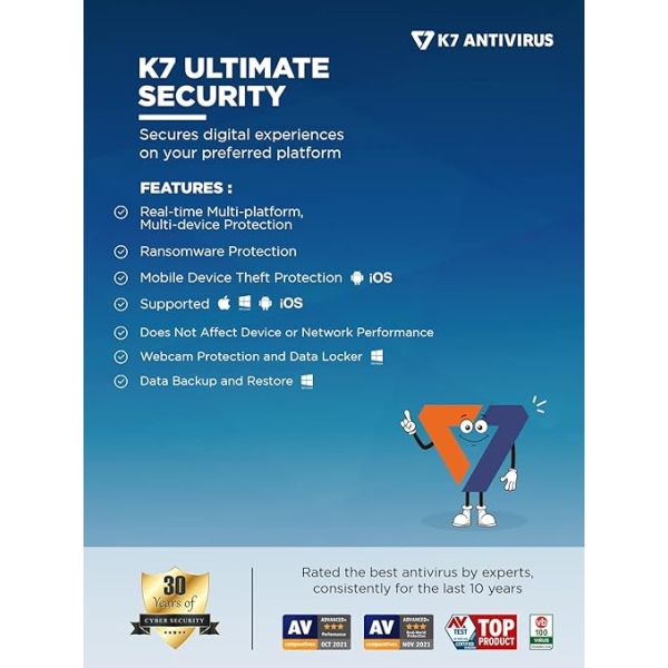 K7 Ultimate Security Antivirus Software 2025 | 5 Devices | 5Year | Threat Protection | Internet Security, Mobile Protection| Windows laptop, PC | Mac® | Phones | Tablets | Email Delivery | - Image 5