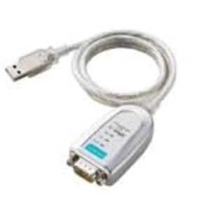Moxa UPort 1110 USB-to-Serial Converter with Mini DB9F-to-terminal-block adapter for industrial RS-232 connectivity