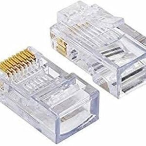 D-Link RJ45 Connector Module Plugs, Pack of 100, transparent with gold-plated contacts for Ethernet networking.