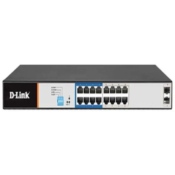D-Link DGS-F1018P-E 16-Port Gigabit PoE Switch with 2 SFP Ports for business and surveillance networking