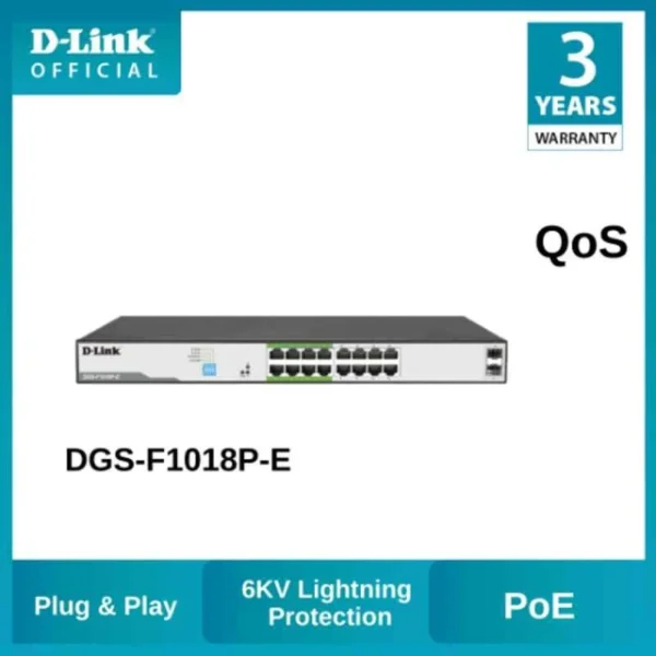 D-Link DGS-F1018P-E 16-Port Gigabit PoE Switch - Image 3