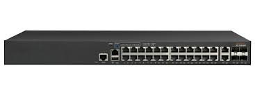 Ruckus ICX7150-24P-2X10G 24-port PoE+ managed switch with 10GbE uplinks for enterprise networks.