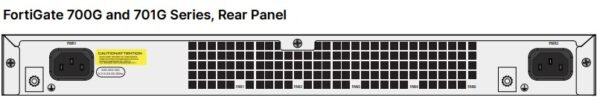 FortiGate 700G series next-generation firewall showing AI-powered protection and high throughput