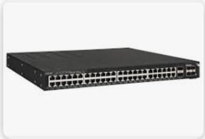 RUCKUS ICX 7550-48P switch with 48 PoE+ ports and 2 QSFP+ uplinks for enterprise networking.