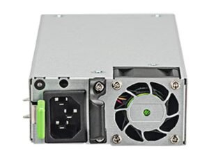 RUCKUS RPS22 AC PoE Power Supply for ICX 7550 switches with standard or reversed airflow in a rack-mounted setup.