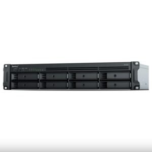 Synology RackStation RS1221RP+ 8 Bay NAS in a 2U rack with redundant power supplies for business storage.