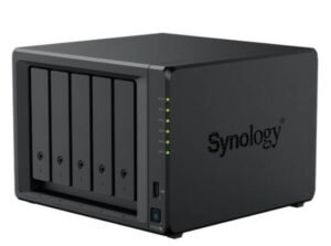 Synology DiskStation DS1525+ 5 Bay NAS with sleek design, ideal for business and home storage solutions.