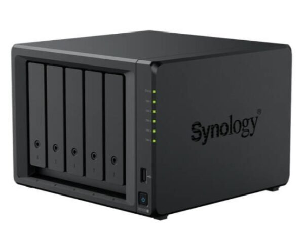 Synology DiskStation DS1525+ 5 Bay NAS with sleek design, ideal for business and home storage solutions.