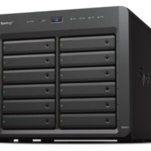 Synology DS2422+ NAS showing front view with 12 drive bays and LED indicators