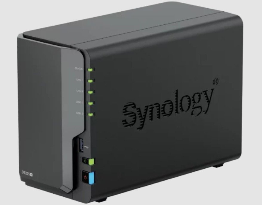 WhatsApp Image 2025-10-16 at 17.10.40 Synology DS225+ 2-Bay NAS front view with dual LAN ports and USB interface