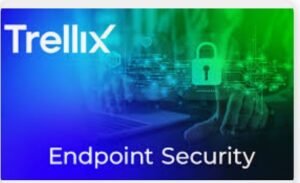Trellix Endpoint Core security dashboard showing AI-driven threat detection and endpoint protection features in a modern hybrid network environment